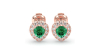 Boucles d'oreilles en or jaune 18K émeraude poire et halo de diamants