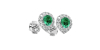 Boucles d'oreilles en or jaune 18K émeraude poire et halo de diamants