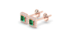 Boucles d'oreilles en or rose 18K émeraude princesse et halo de diamants