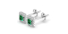 Boucles d'oreilles en or blanc 18K émeraude princesse et halo de diamants