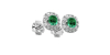 Boucles d'oreilles en or blanc 18K émeraude coussin et halo de diamants