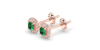 Boucles d'oreilles en or rose 18K émeraude coussin et halo de diamants