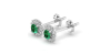 Boucles d'oreilles en or blanc 18K émeraude coussin et halo de diamants