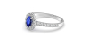 Bague or blanc 18 carats saphir ovale et diamants
