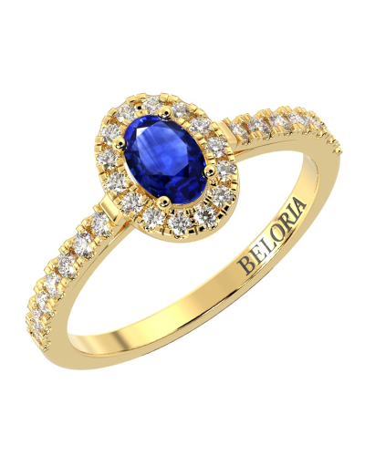 Bague or jaune 18 carats saphir ovale et diamants