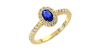 Bague or jaune 18 carats saphir ovale et diamants