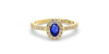 Bague or jaune 18 carats saphir ovale et diamants