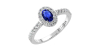Bague or blanc 18 carats saphir ovale et diamants