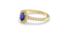 Bague or jaune 18 carats saphir ovale et diamants