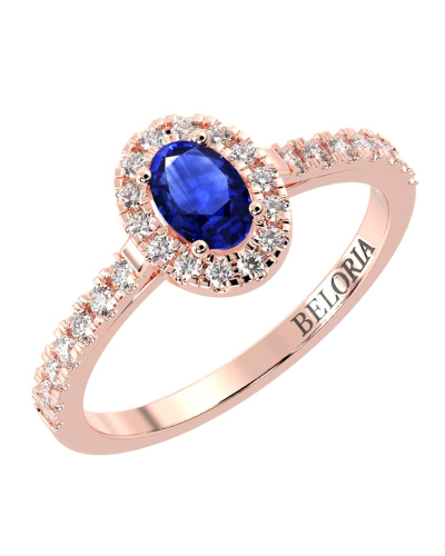 Bague or rose 18 carats saphir ovale et diamants