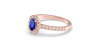 Bague or rose 18 carats saphir ovale et diamants