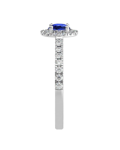 Bague or blanc 18k saphir jaune et diamants