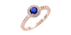 Bague or rose 18k saphir jaune et diamants