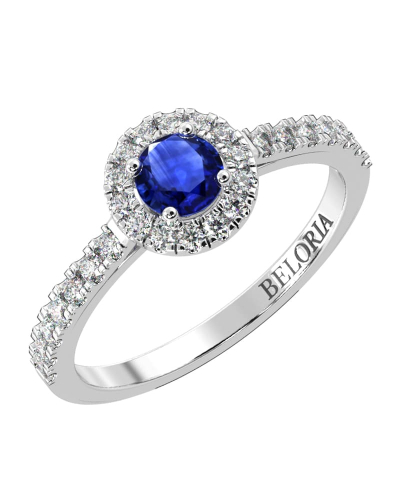 Bague or blanc 18k saphir jaune et diamants