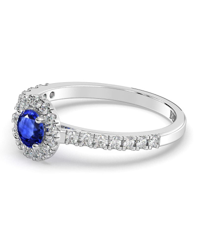 Bague or blanc 18k saphir jaune et diamants
