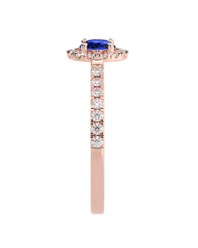 Bague or rose 18k saphir jaune et diamants