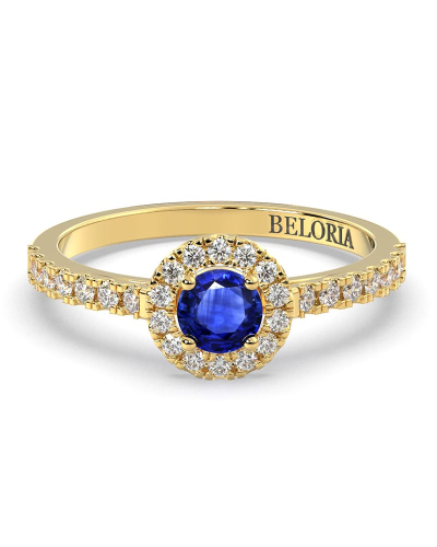 Bague or jaune 18k saphir jaune et diamants