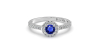 Bague or blanc 18k saphir jaune et diamants