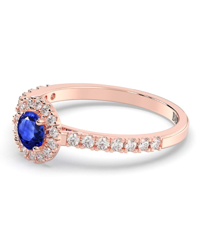 Bague or rose 18k saphir jaune et diamants