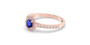 Bague or rose 18k saphir jaune et diamants