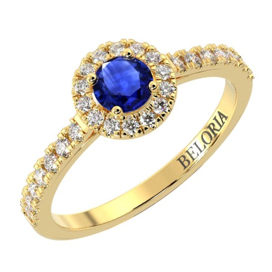 Bague or jaune 18k saphir jaune et diamants