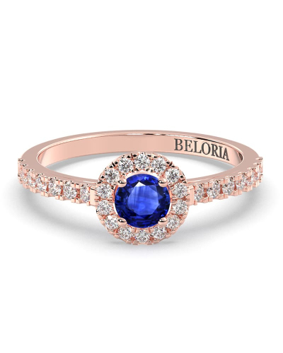 Bague or rose 18k saphir jaune et diamants
