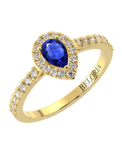 Bague or jaune 18k saphir poire et diamants