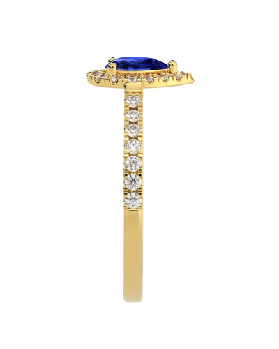 Bague or jaune 18k saphir poire et diamants