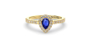 Bague or jaune 18k saphir poire et diamants