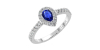 Bague or blanc 18k saphir poire et diamants