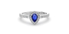 Bague or blanc 18k saphir poire et diamants