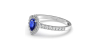 Bague or blanc 18k saphir poire et diamants