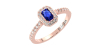 Bague Solitaire en Or rose saphir  Halo Accompagné Diamant