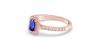 Bague Solitaire en Or rose saphir  Halo Accompagné Diamant
