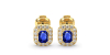 Boucles d'oreilles en or jaune 18K saphir et halo de diamants