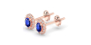 Boucles d'oreilles en or rose 18K saphir oval et halo de diamants