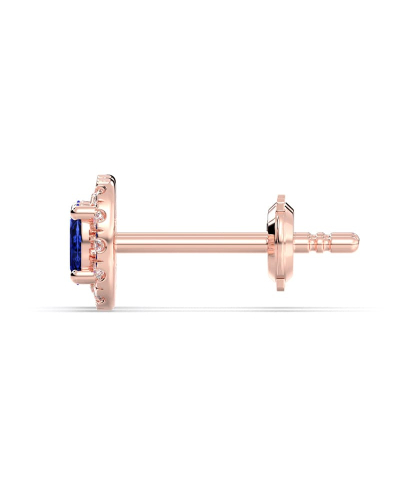 Boucles d'oreilles en or rose 18K saphir oval et halo de diamants