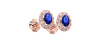 Boucles d'oreilles en or rose 18K saphir oval et halo de diamants