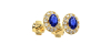 Boucles d'oreilles en or jaune 18K saphir oval et halo de diamants