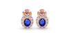 Boucles d'oreilles en or rose 18K saphir oval et halo de diamants
