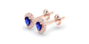 Boucles d'oreilles or rose 18K saphir poire et halo de diamants