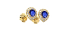 Boucles d'oreilles or jaune 18K saphir poire et halo de diamants