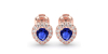 Boucles d'oreilles or rose 18K saphir poire et halo de diamants