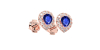 Boucles d'oreilles or rose 18K saphir poire et halo de diamants