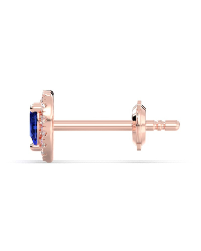 Boucles d'oreilles or rose 18K saphir poire et halo de diamants