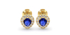 Boucles d'oreilles or jaune 18K saphir poire et halo de diamants