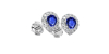 Boucles d'oreilles or blanc 18K saphir poire et halo de diamants