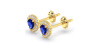 Boucles d'oreilles or jaune 18K saphir poire et halo de diamants