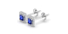 Boucles d'oreilles or blanc 18K saphir princesse et halo de diamants