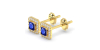 Boucles d'oreilles or jaune 18K saphir princesse et halo de diamants